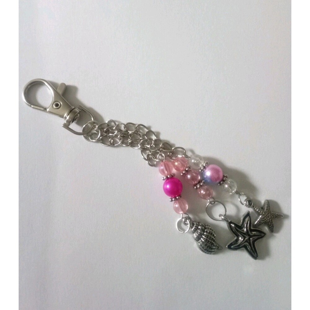 Beaded Charm Dangle For Backpack Bag Zipper Anything Pink Sea Theme